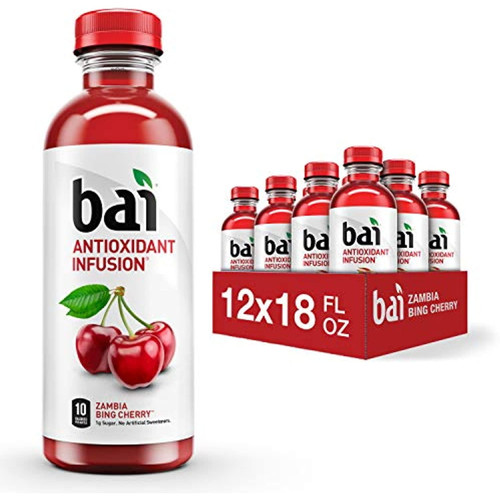 Bai Flavored Water, Zambia Bing Cherry, Antioxidant Infused Drinks, 18 Fluid Ounce Bottles (pack Of 12)