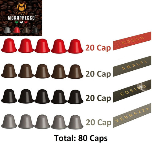 Mokapresso Italian Expresso Nespresso 80 Compatible Coffee Capsules 4 Flavor Originalline Italian Espresso Pods Coffee