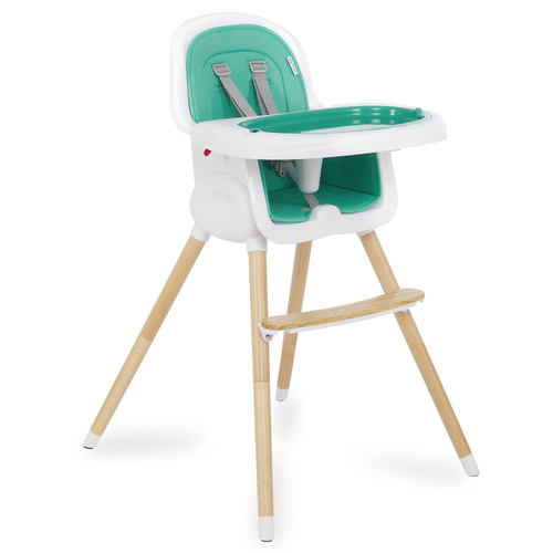 Dream On Me Lulu 2-in-1 Highchair, Convertible, Compact High Chair, Light Weight, Portable, Atlantis Green