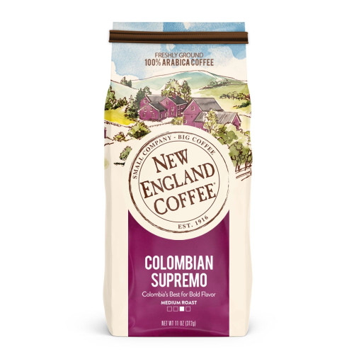 New England Coffee Colombian Supremo, Medium Roast, Ground Coffee, 11 Oz.