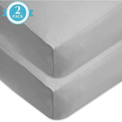 American Baby Company Classic Gray Cotton And Jersey Fitted Sheets Crib Bed (count 2)