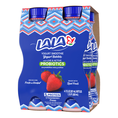 Lala Probiotic Yogurt Smoothie Drink 7oz Bottle, Wild Strawberry (4 Pack)