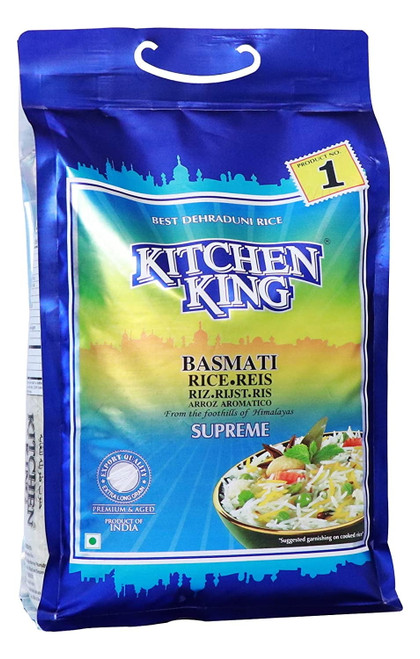 Kitchen King Supreme Basmati Rice - 10 Lb (4.54 Kg) Resealable Bag From Pari Foods Inc.