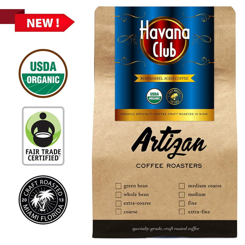 World's First Usda Certified Organic Barrel Aged Coffee - Havana Club Rum Barrel Aged Espresso Blend Whole Bean 10 Oz