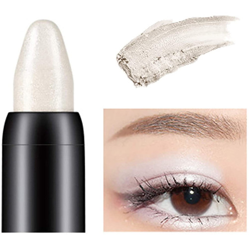 Guvpev High Pearlescent Glitter Eyeshadow Powder Waterproof Eyeshadow Stick - White