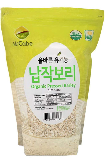 Mccabe Organic Pressed Barley, 3 Lb (48 Oz), Usda Certified Organic, Product Of Usa
