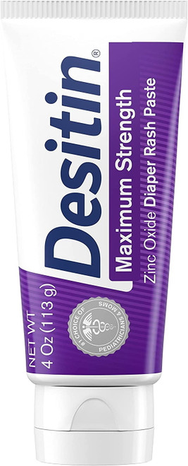 Desitin Maximum Strength Baby Diaper Rash Cream With 40% Zinc Oxide For Treatment, Relief & Prevention, Hypoallergenic,, Phthalate- & Paraben-free Paste, 4 Oz