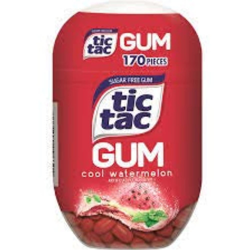 Tic Tac Gum, Sugar Free Chewing Gum, Cool Watermelon, 4 Count Bottle Packs