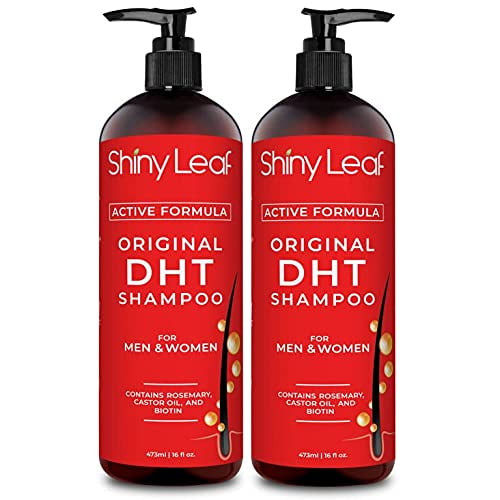Shiny Leaf Dht Blocker Hair Loss Prevention & Care Daily Shampoo With Biotin, Castor Oil & Rosemary, 16 Fl Oz (2 Pack)