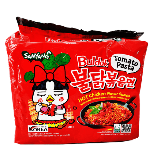Samyang Buldak Tomato Pasta Ramen Noodles | Hot Chicken Flavor Tomato Pasta Ramen Noodles 5 Packs 24.69 Oz (700 G)