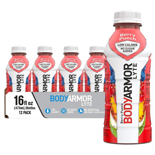 Bodyarmor Lyte Sports Drink Low-calorie Sports Beverage, Berry Punch, Natural Flavors With Vitamins, Potassium-packed Electrolytes, No Preservatives, Perfect For Athletes, 16 Fl Oz (pack Of 12)
