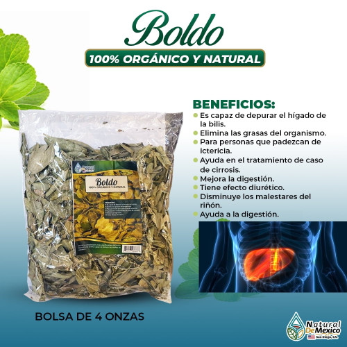 Boldo Leaves, Hojas De Boldo Organicas Herb Tea 4 Oz. 113gr. Mejora El Funcionamiento Del Higado