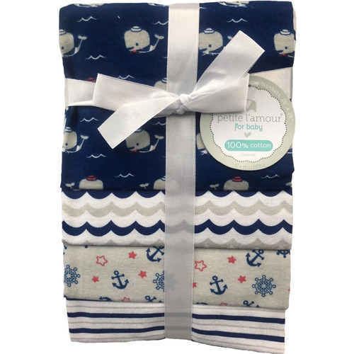 Petite L'amour 4-pack Flannel Receiving Blankets - Whales