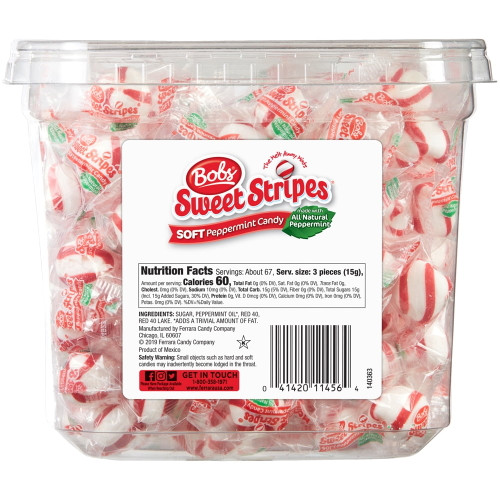 Bob's Sweet Stripes Peppermint Candy, 34.5 Oz (200 Count)