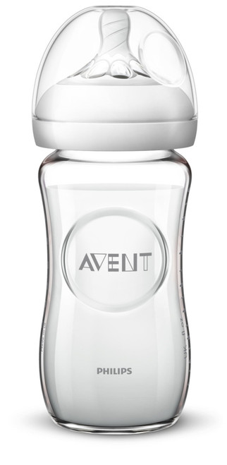 Philips Avent Glass Natural Baby Bottle, 8oz, 1pk, Scf703/17