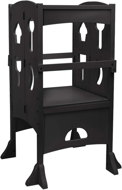 Arlopu Wooden Kids Kitchen Step Stool, Toddler Standing Tower Collapsible Kitchen Helper For Kitchen Counter & Bathroom Sink