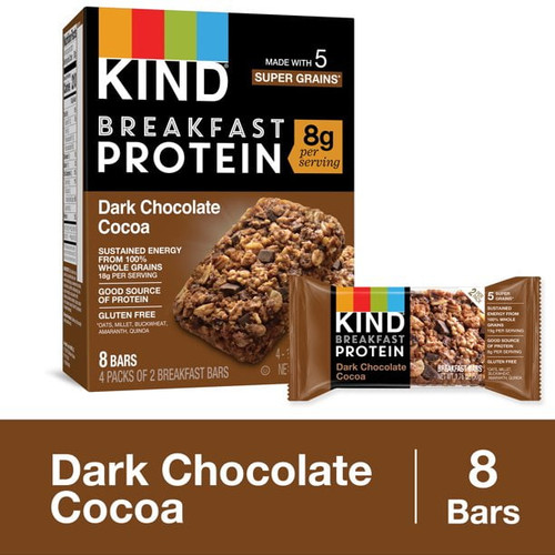 (8 Pack)kind Breakfast Protein Bars - Dark Chocolate Cocoa, 4/1.76 Oz.
