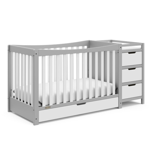 Graco Remi 4-in-1 Convertible Baby Crib & Changer With Drawer White/gray