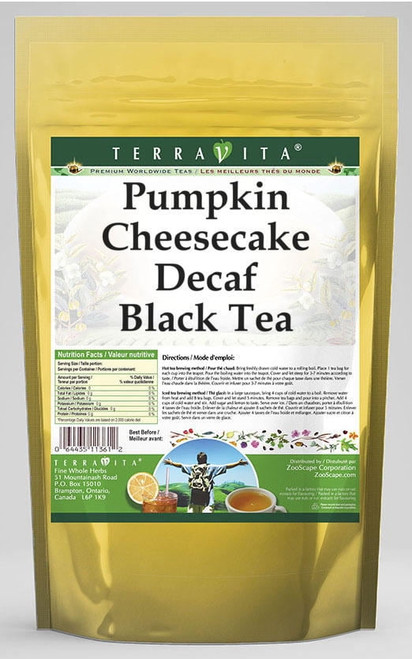 Terravita Pumpkin Cheesecake Decaf Black Tea, (pumpkin Cheesecake Decaf, Black Tea Bags, 25 Tea Bags, 1-pack, Zin: 539336)
