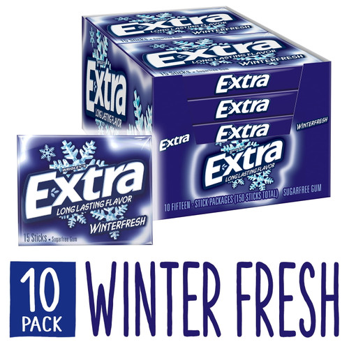 Extra Gum Winterfresh Chewing Gum, 15 Pieces (pack Of 10)