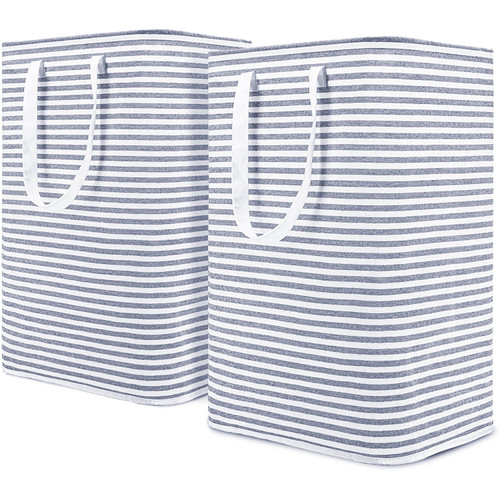 Happylost 2pack 77l Freestanding Laundry Basket With Handle, Collapsible Large Cotton Storage Basket For Clothes,blue