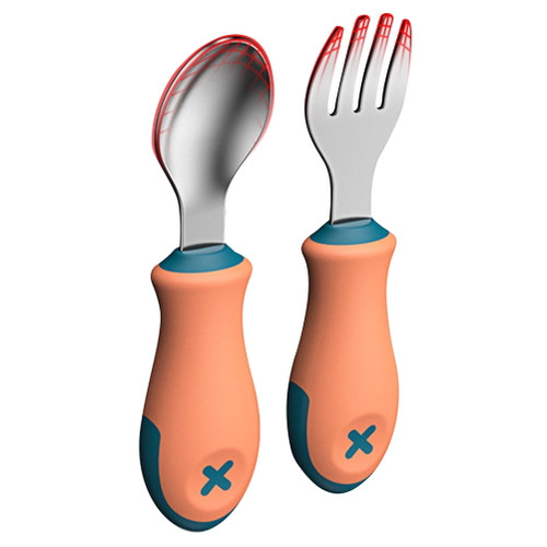 Hemoton 1 Set Of Stainless Steel Spoon Fork Baby Dinning Training Tableware For Kids