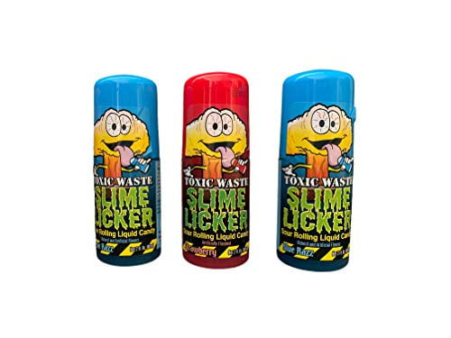 Slime Licker Bundle Of Sour Rolling Liquid Candy One Strawberry And Two Blue Razz Flavor 2oz Each