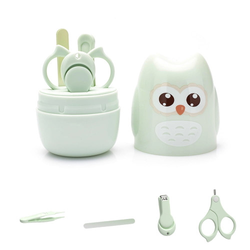 Haoan Baby Nail Clippers 4-in-1 Baby Grooming Kit With Case Nail Clipper, Scissors, Tweezers, Nail File Set For Infant, Green