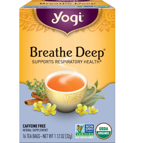 Yogi Tea - Breathe Deep- Supports Respiratory Health With Eucalyptus, Thyme, And Mullein Leaves - Caffeine Free 1pc