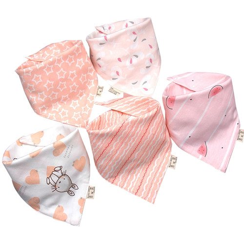 5pcs Washable Drooling Teething Soft Triangle Scarf Cute Baby Bib Saliva Towel