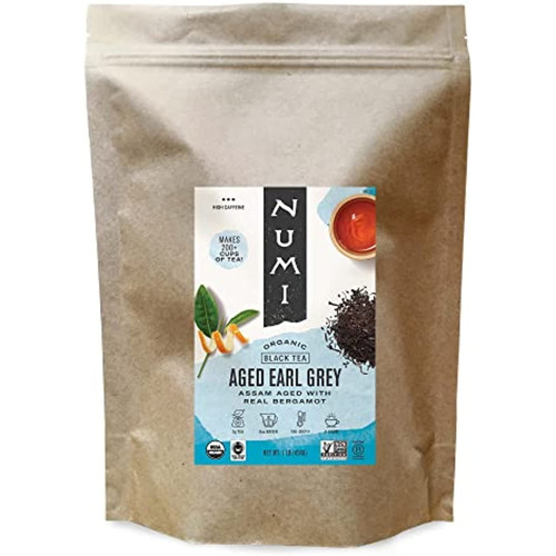 Numi Organic Tea Aged Earl Grey, 16 Ounce Pouch, Loose Leaf Black Tea, 200+ Cups, Packaging May Vary