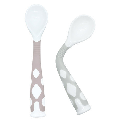 Kushies Silibend Silicone Spoons Adjustable To Any Angle Pink/grey