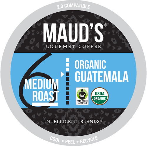 Maud's Organic Guatemalan Coffee (medium Dark Roast Coffee), 24ct. Solar Energy Produced Recyclable Single Serve Fair Trade Single Origin Organic Coffee Pods - 100% Arabica Coffee, Kcup Compatible