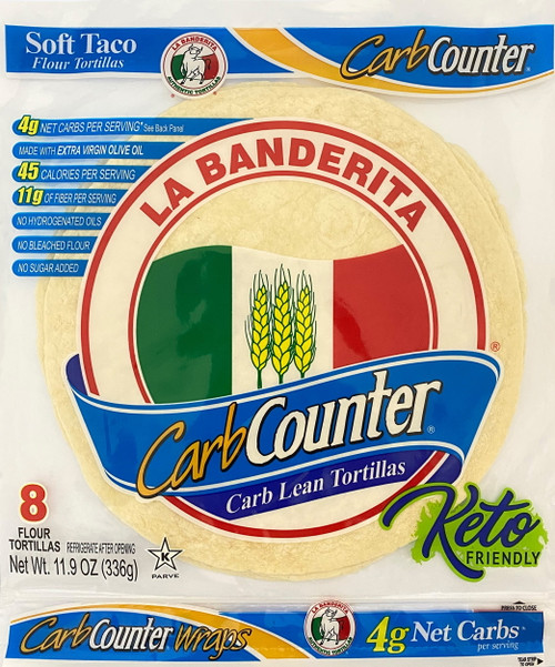 La Banderita Carb Counter Carb Lean Tortillas Soft Taco Flour Tortillas, 8 Count, 11.9 Oz