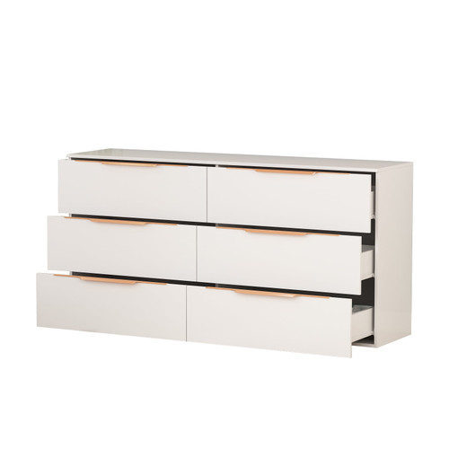 Didugo Baby 6 Drawer Double Dresser For Bedroom Wood White