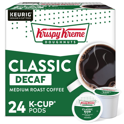 Krispy Kreme Decaf Classic K-cup Coffee Pods, Medium Roast, 24 Count For Keurig Brewers