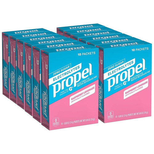 Propel Powder Packets. Raspberry Lemonade With Electrolytes, Vitamins And No Sugar (120 Pack) (packaging May Vary)