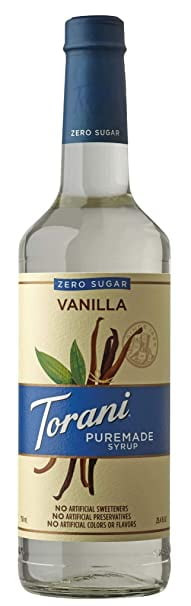 Torani Puremade Syrup, Zero Sugar Vanilla Flavor, Natural Flavors, 375 Ml, Pack Of 4