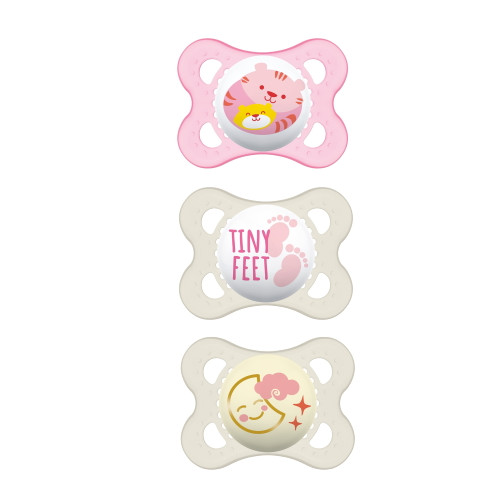 Mam Day & Night Pacifier, 0-6 Months, Girl, 3 Pack