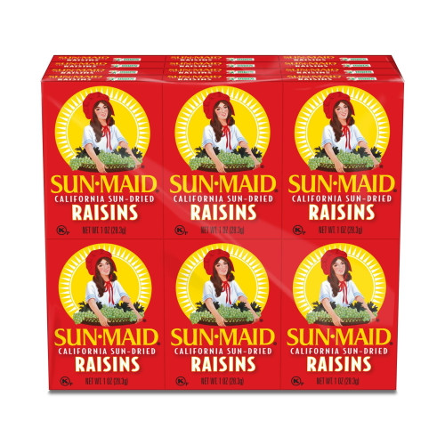 Sun-maid California Sun-dried Raisin, 100% Natural Raisins, New Food 6 Count Per Pack, 1 Oz