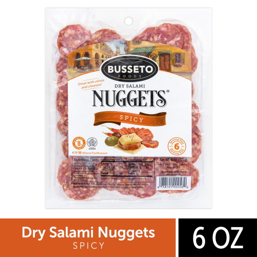 Busseto Foods Deli Meats Dry Salami Nuggets Spicy Flavor 6 Oz