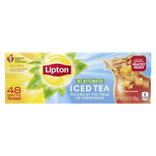 Lipton Family Sized Iced Black Tea, Decaffeinated, Tea Bags 48 Count