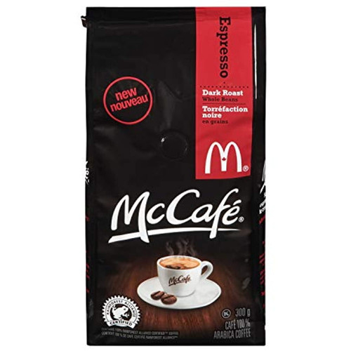 Mcdonalds Mccafe Premium Dark Roast Espresso Whole Beans Coffee Bag, 300g, 10.58oz