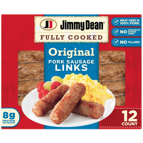 Jimmy Dean Fully Cooked Original Pork Sausage Links, 9.6 Oz, 12 Ct