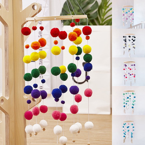 Cheers.us One Felt Balls Baby Mobile - Colored Felt Hanging Decor & Toy Soother For Nursery, Crib, Bedroom - 100% Natural New Zealand Wool, Cotton Strings, Shower Gifts For Infants