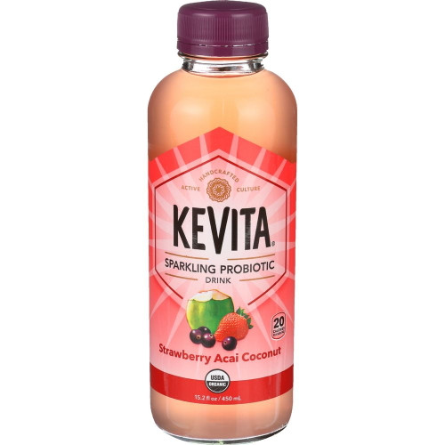Kevita Organic Strawberry Acai Coconut Sparkling Probiotic Drink, 15.2 Fluid Ounce -- 6 Per Case.