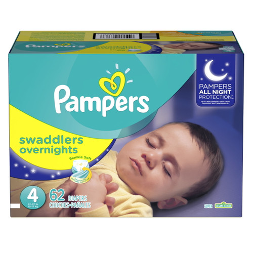 Pampers Swaddlers Soft And Absorbent Overnights Diapers, Size 4, 62 Ct