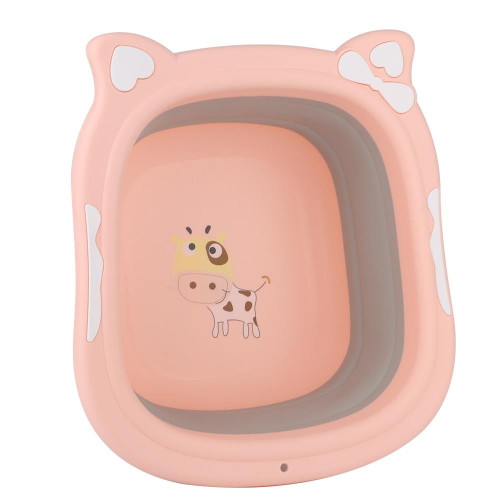 Tebru Folding Washbasin Baby Ass Washing Basin Silica Gel Cartoon Face Foot Washbasin For Baby Infants,31.5cm*29cm