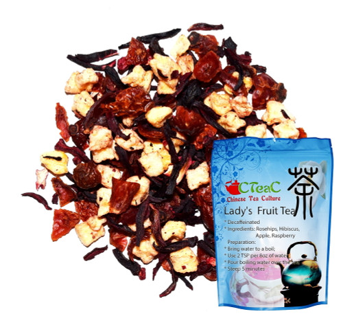 Chinese Tea Culture Lady's Fruit Tea, Decaffeinated, Zesty, Tart, And Slightly Sweet, Warm And Chewy Like A Jam, Or A Fruity-floral Accent, Delicious To Enjoy Hot Or Iced, Loose Leaf Tea - 4oz