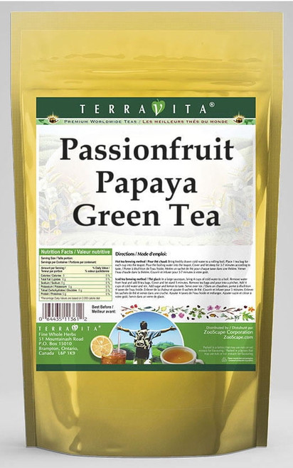 Terravita Passionfruit Papaya Green Tea, (passionfruit Papaya, Green Tea Bags, 25 Tea Bags, 1-pack, Zin: 540541)